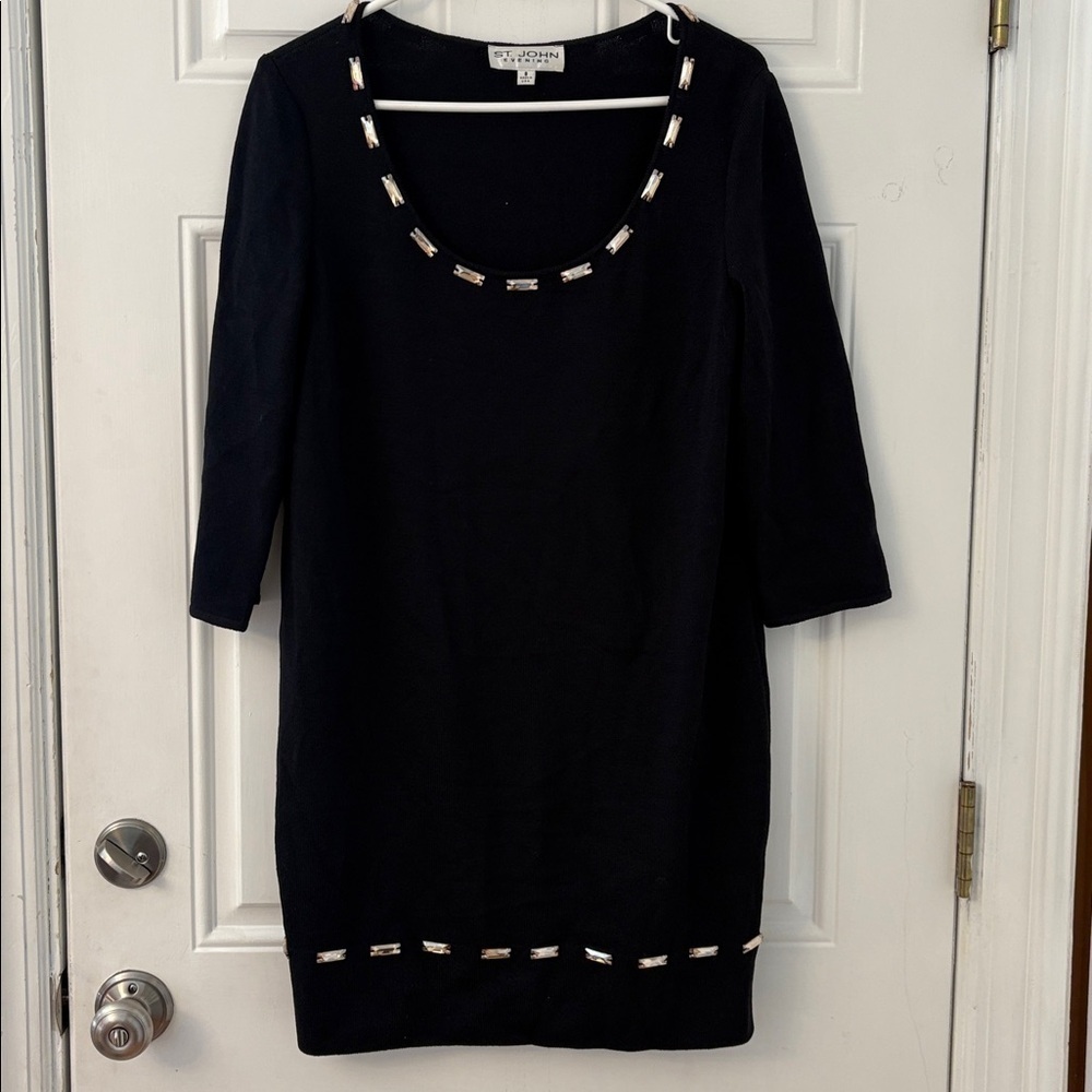Vintage St. John Evening black knit dress size 8